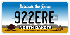922ERE  license plate in ND
