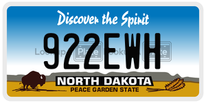 922EWH  license plate in ND