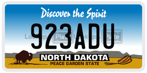 923ADU  license plate in ND