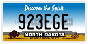 923EGE  license plate in ND