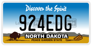 924EDG  license plate in ND