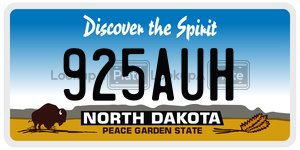925AUH  license plate in ND