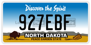927EBF  license plate in ND