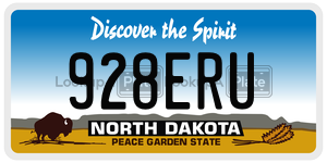 928ERU  license plate in ND