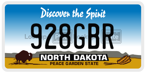 928GBR  license plate in ND