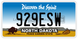 929ESW  license plate in ND