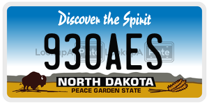 930AES  license plate in ND