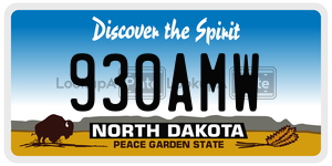 930AMW  license plate in ND