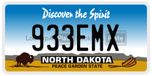 933EMX  license plate in ND