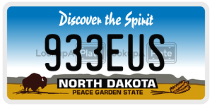 933EUS  license plate in ND