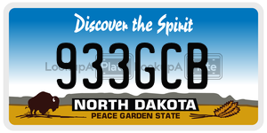 933GCB  license plate in ND
