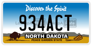 934ACT  license plate in ND