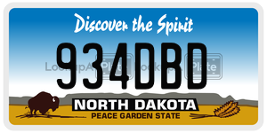 934DBD  license plate in ND