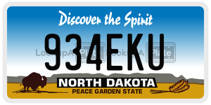 934EKU  license plate in ND