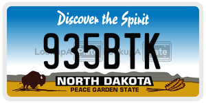 935BTK  license plate in ND