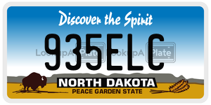 935ELC license plate in North Dakota