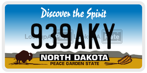 939AKY  license plate in ND