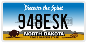 948ESK  license plate in ND