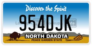 954DJK  license plate in ND