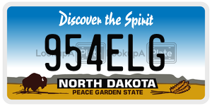 954ELG license plate in North Dakota