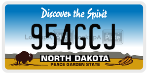954GCJ  license plate in ND
