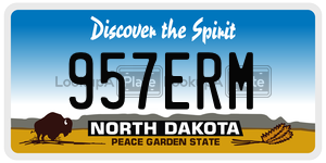 957ERM  license plate in ND