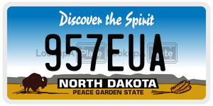 957EUA  license plate in ND