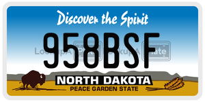 958BSF  license plate in ND