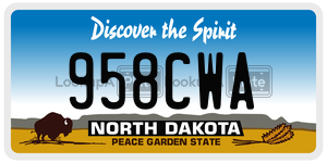958CWA license plate in North Dakota