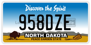 958DZE  license plate in ND