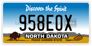 958EOX  license plate in ND