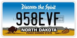 958EVF  license plate in ND