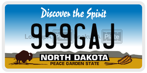 959GAJ  license plate in ND