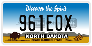 961EOX  license plate in ND