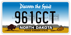 961GCT  license plate in ND