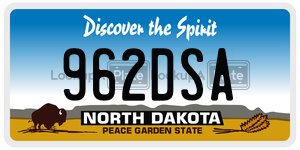 962DSA  license plate in ND
