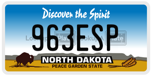 963ESP  license plate in ND