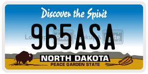 965ASA  license plate in ND