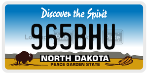 965BHU  license plate in ND