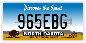965EBG  license plate in ND