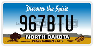 967BTU  license plate in ND