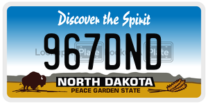 967DND  license plate in ND