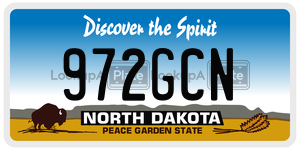972GCN  license plate in ND