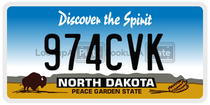 974CVK  license plate in ND
