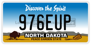976EUP  license plate in ND