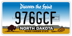 976GCF  license plate in ND