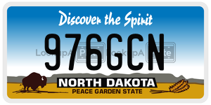976GCN  license plate in ND