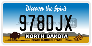 978DJX license plate in North Dakota