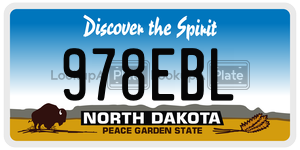 978EBL  license plate in ND