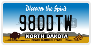 980DTW  license plate in ND